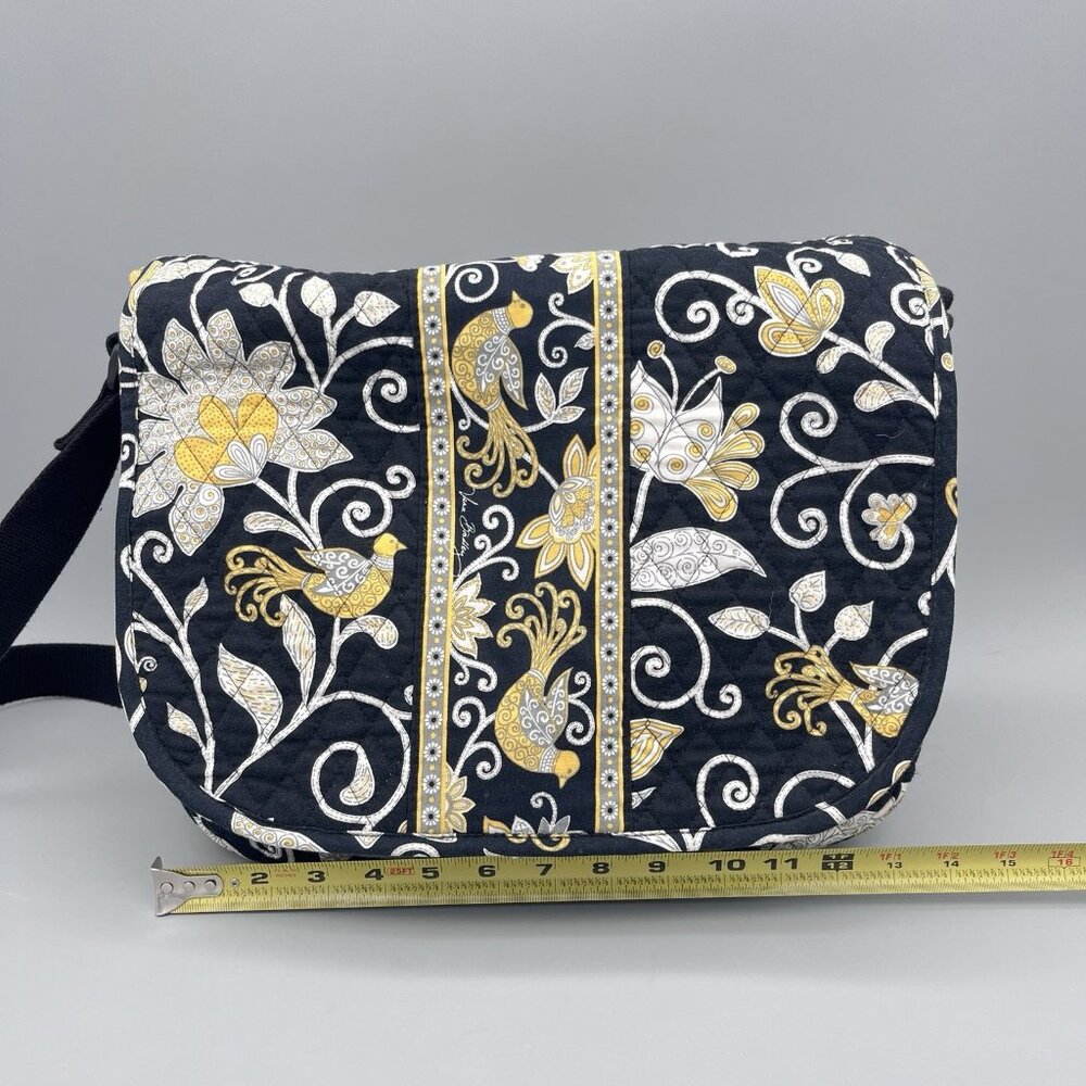 Vera Bradley Crossbody Messenger Laptop Bag Purse Shoulder Yellow Birds Pattern - Picture 7 of 12